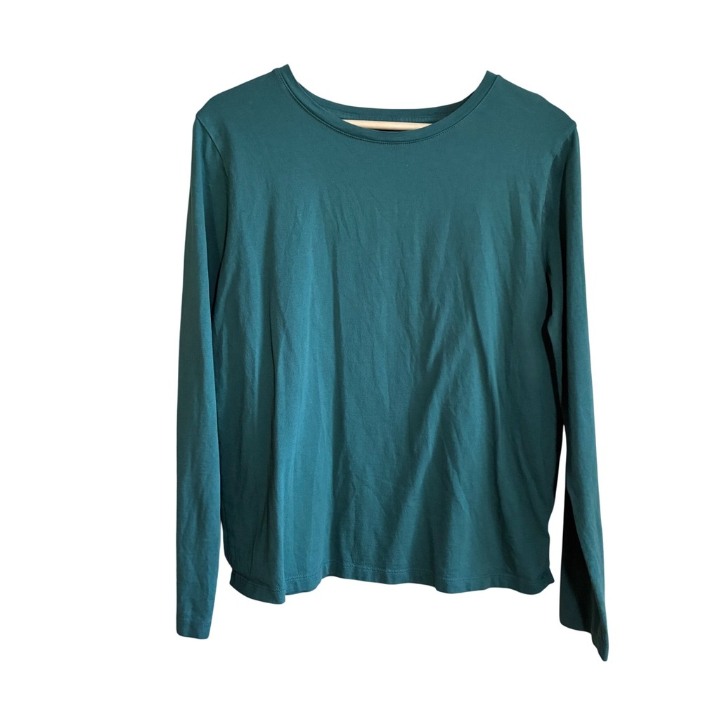 A New Day Supima Cotton Long Sleeve Tee Small Teal Women Key Feature Material